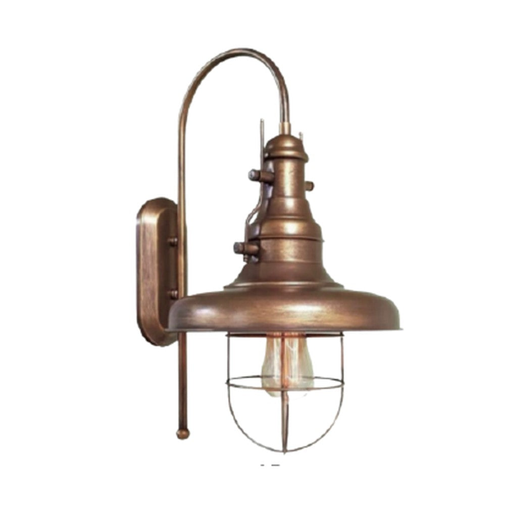 Nautical Cage Lantern Wall Light Copper Patina