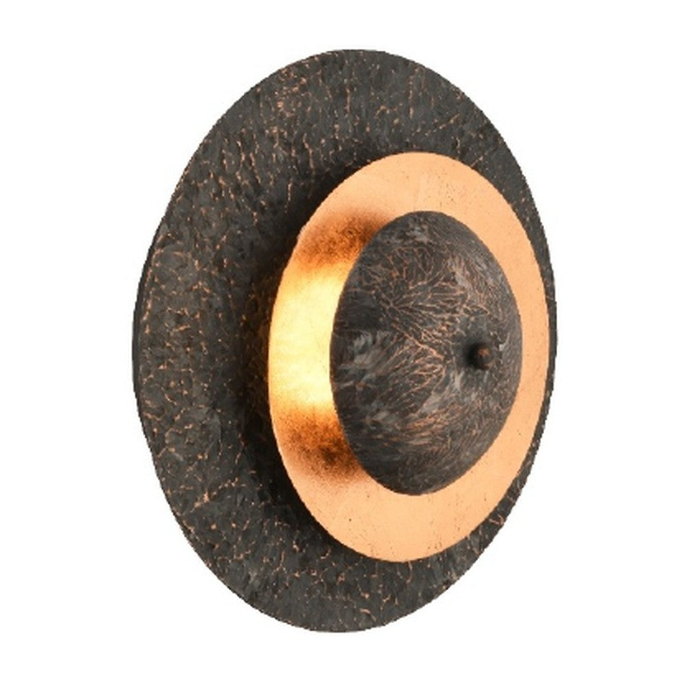 Concrete & Copper Leaf Round Wall Light Ø32 cm