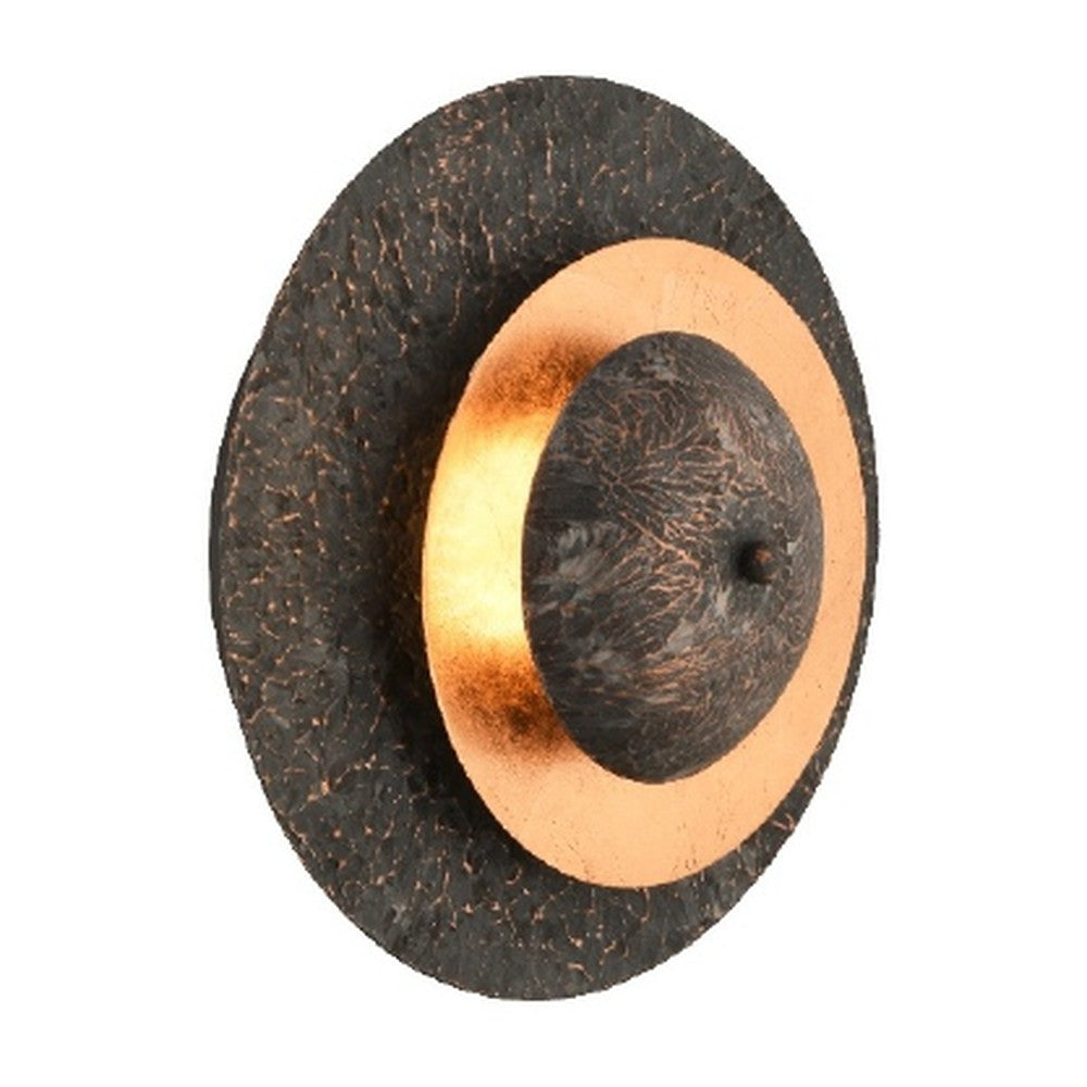Concrete & Copper Leaf Round Wall Light Ø42 cm