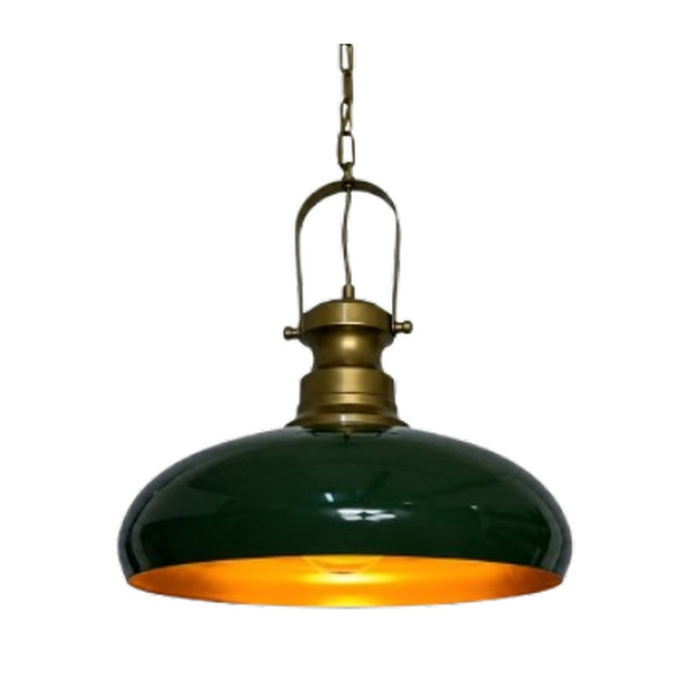 Green Brass Lantern Pendant Light