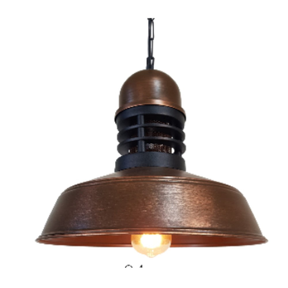Vented Factory Pendant Light Copper Patina