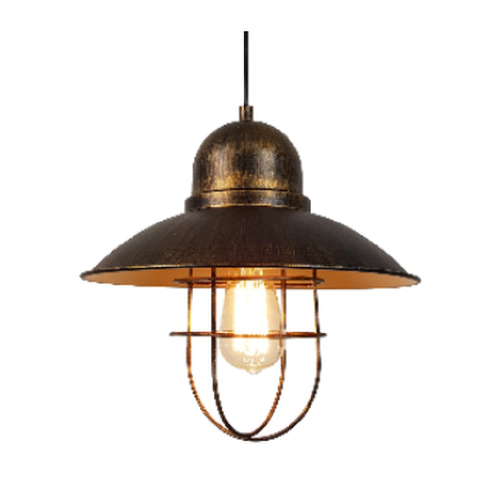 Nautical Cage Pendant Light Gilded Patina