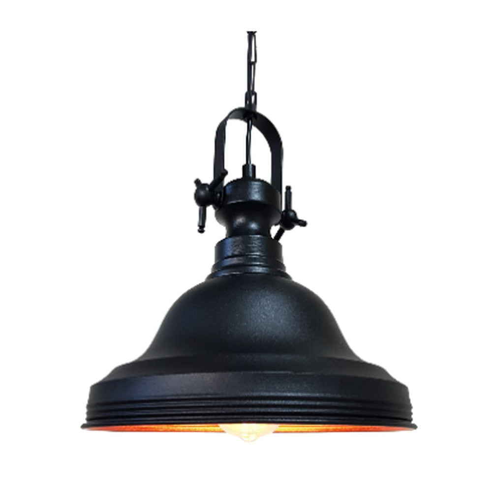 Yoke Ribbed Bell Pendant Light Black