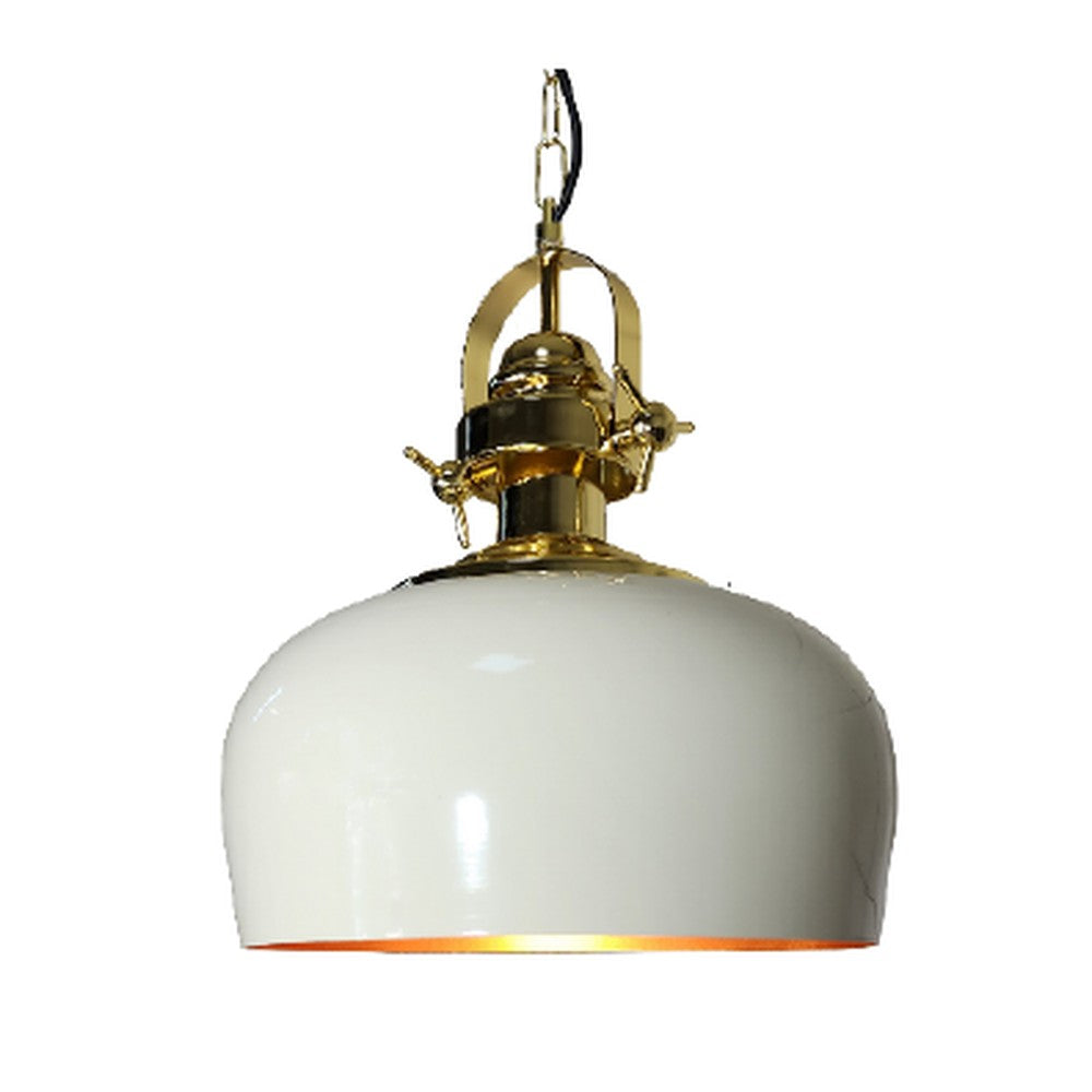 Brass Yoke Bell Pendant Light Cream