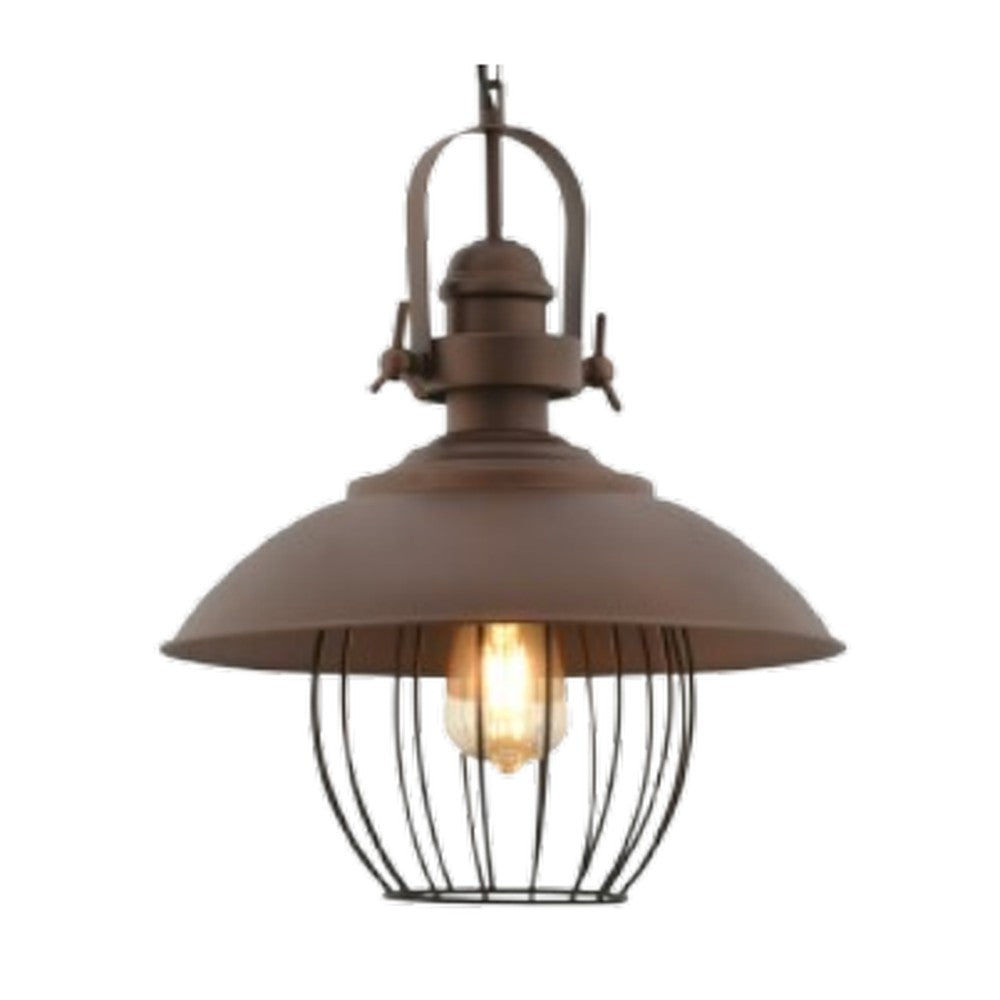 Yoke Wire Cage Pendant Light Metallic Brown