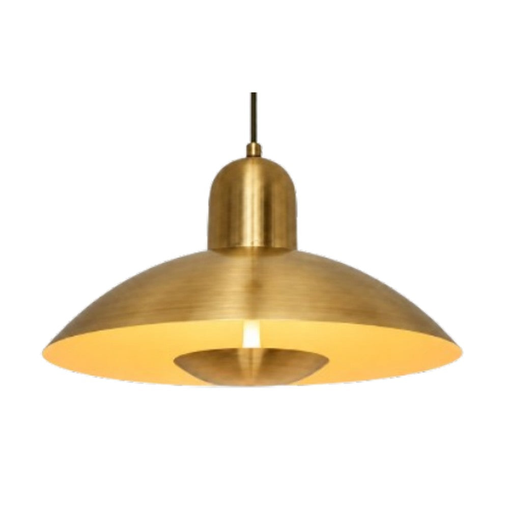 Dome Saucer Pendant Light Antique Brass