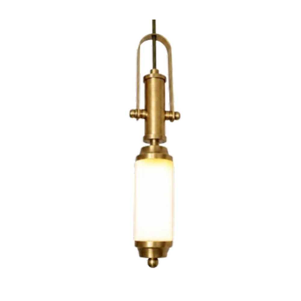 Glass Cylinder Pendant Light Antique Brass
