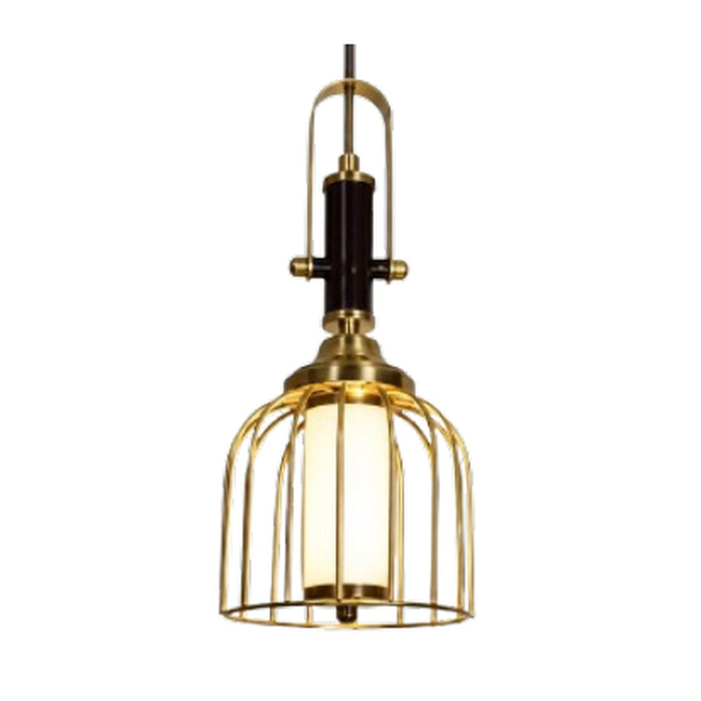 Cage Cylinder Pendant Light Brass Plated