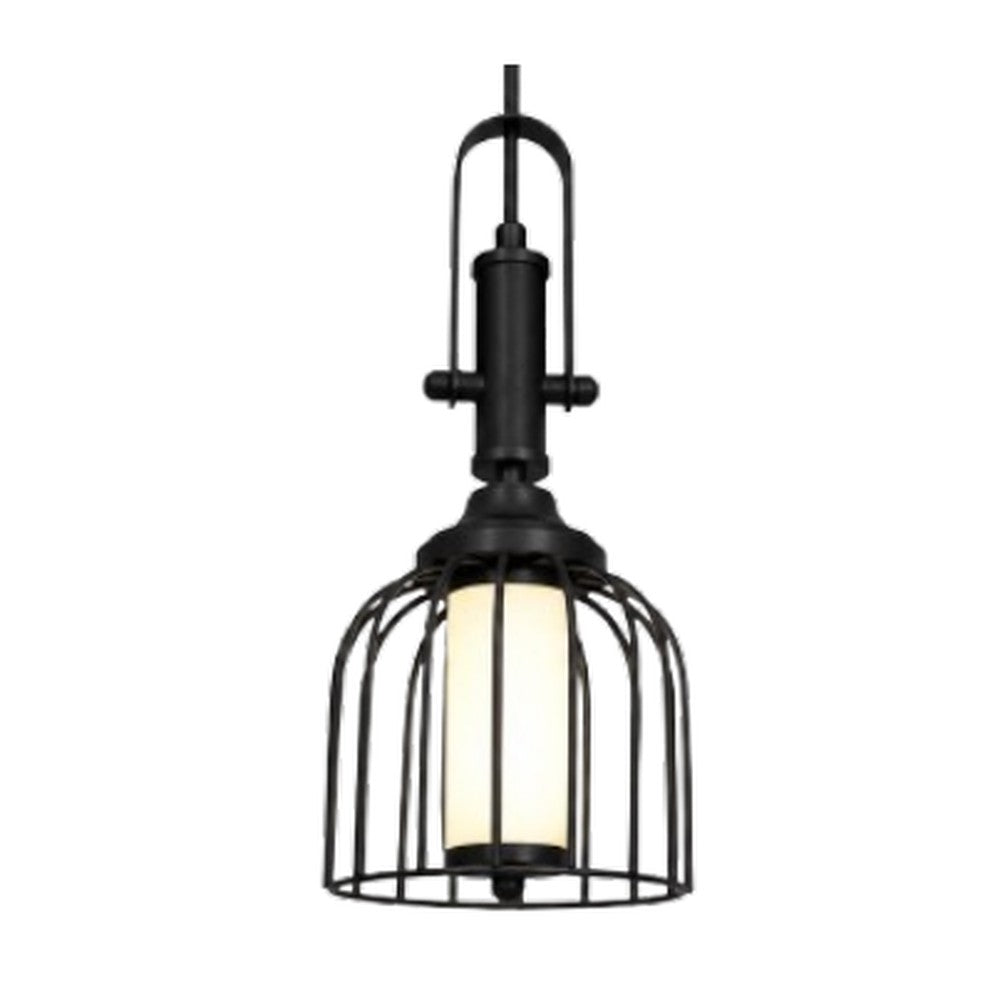Cage Cylinder Pendant Light Black